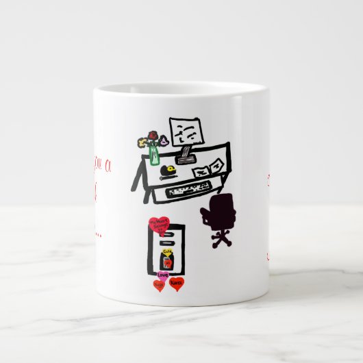 Senden einer Message Valentine Hearts-China-Tasse Jumbo-Tasse (Vorderseite)