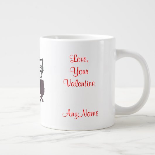 Senden einer Message Valentine Hearts-China-Tasse Jumbo-Tasse (Rechts)