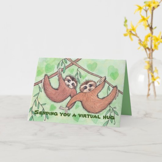 Senden einer Virtual Hug Sloth Card Karte (Gelbe Blume)
