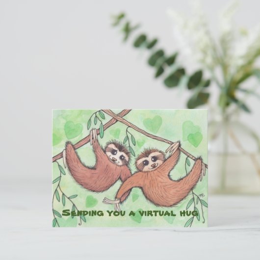 Senden einer Virtual Hug Sloth Postkarte (Stehend Vorderseite)
