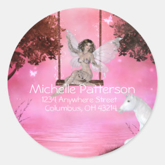 Senden für das Unicorn - Fantasy Address Labels Runder Aufkleber