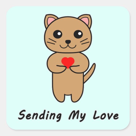 Senden meiner Liebe Blue Background Quadratischer Aufkleber (Vorderseite)