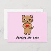 Senden meiner Liebe - Rosa Hintergrund Postkarte (Vorne/Hinten)