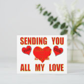 Senden Sie alle meine Liebe mit Hugs und Kisses 3D Postkarte (Stehend Vorderseite)