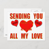 Senden Sie alle meine Liebe mit Hugs und Kisses 3D Postkarte (Vorne/Hinten)