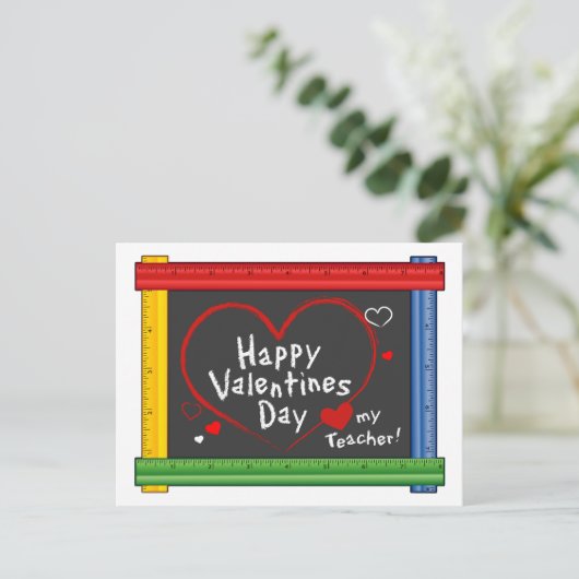 Senden Sie die Meldung Happy Valentine's Day Teach Postkarte (Stehend Vorderseite)