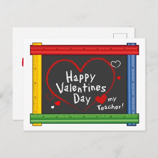 Senden Sie die Meldung Happy Valentine's Day Teach Postkarte (Vorne/Hinten)