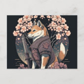 Senden Sie ein Lächeln mit Shiba Dog Samurai Postk Postkarte (Vorderseite)