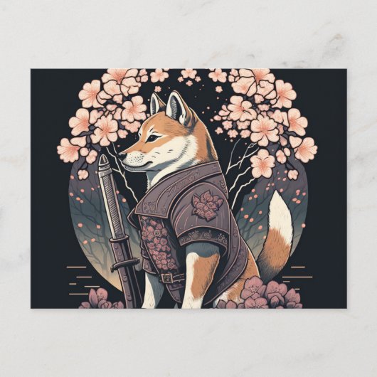 Senden Sie ein Lächeln mit Shiba Dog Samurai Postk Postkarte (Vorderseite)