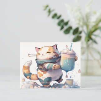 Senden Sie eine Boba Tea Cat Postkarte an alle, di
