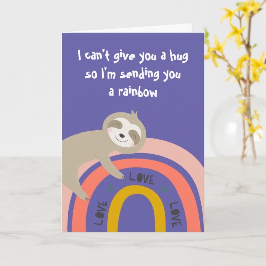 Senden Sie Ihnen einen Rainbow Sloth Distance Hug Karte (Gelbe Blume)