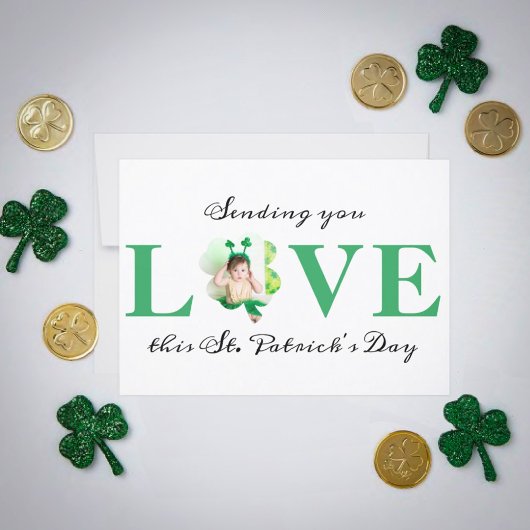 Senden Sie Ihre Liebe Foto Kleeblatt St. Patrick's Karte