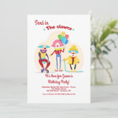 Senden Sie in die Clowns-Einladung Einladung (Stehend Vorderseite)