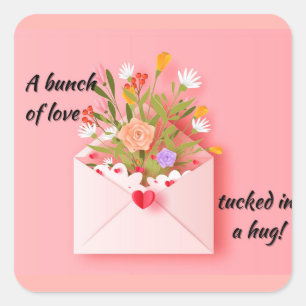 Senden Sie Liebe und einen Umarmer! Quadratischer Aufkleber