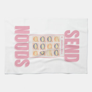 Senden Sie Noods Pink Nudel-Kamerarolle Illustrati Geschirrtuch