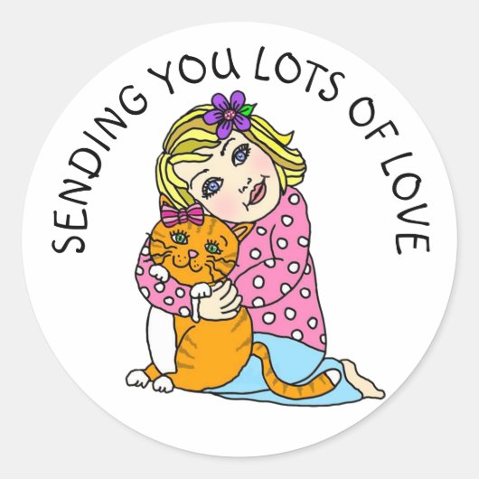 Senden Sie viel Liebe Runder Aufkleber (Vorderseite)