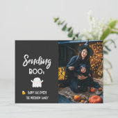 "Senden von Boos" benutzerdefiniertes Halloween-Fo Karte (Stehend Vorderseite)