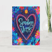 Senden von Hugs Blue Heart Hübsche florale Inspiri Karte (Vorderseite)