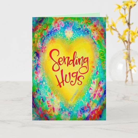 Senden von Hugs gelbes Herz Hübsch Karte (Gelbe Blume)