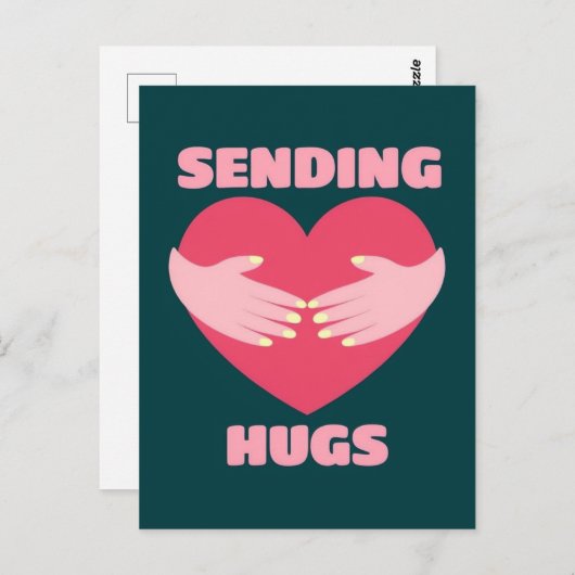 Senden von Hugs Heart Illustration mit Handaufkleb Postkarte (Vorne/Hinten)