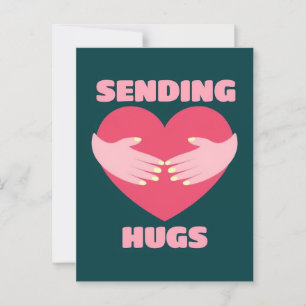 Senden von Hugs Heart Illustration mit Handaufkleb Postkarte