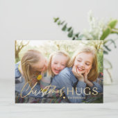 Senden von Hugs Moderne Weihnachtsfotokarte Feiertagskarte (Stehend Vorderseite)
