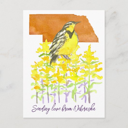 Senden von Liebe Nebraska Meadowlark Goldenrod Blu Postkarte (Vorderseite)