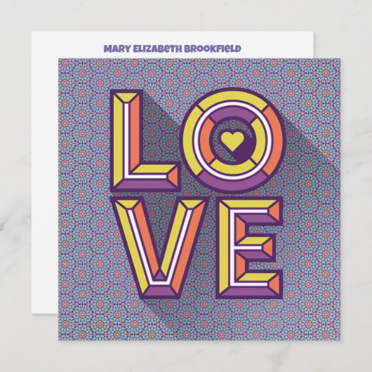 Senden von Liebe Note Card in Periwinkle Mitteilungskarte (Vorne/Hinten)