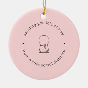 Senden von Liebe soziale Entfernung Rosa Niedliche Keramik Ornament