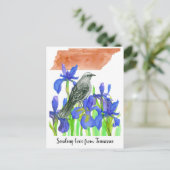 Senden von Liebe Tennessee Mockingbird Iris Blume Postkarte (Stehend Vorderseite)