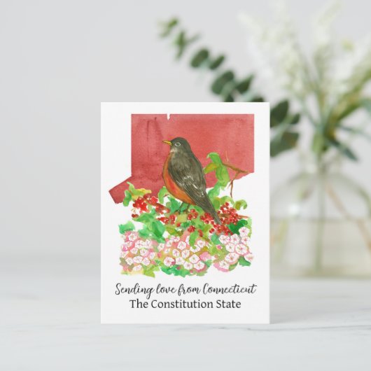 Senden von Liebe von Connecticut Robin Laurel Blum Postkarte (Stehend Vorderseite)