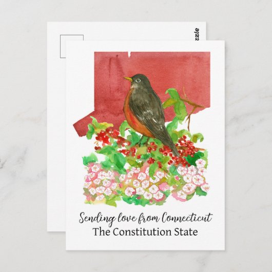 Senden von Liebe von Connecticut Robin Laurel Blum Postkarte (Vorne/Hinten)