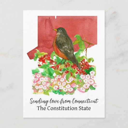 Senden von Liebe von Connecticut Robin Laurel Blum Postkarte (Vorderseite)