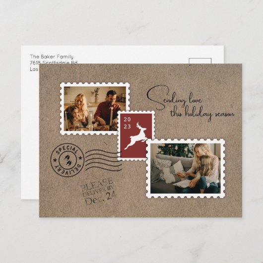 Senden von Liebe zwei Foto Feiertagspostkarte (Vorne/Hinten)