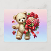 Senden von Teddy-Bären-Blume Postkarte (Vorderseite)