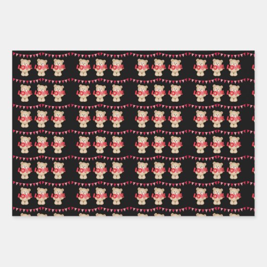 Senden von Teddy Bear Liebe Wrapping Paper Sheets Geschenkpapier Set (Vorderseite 3)
