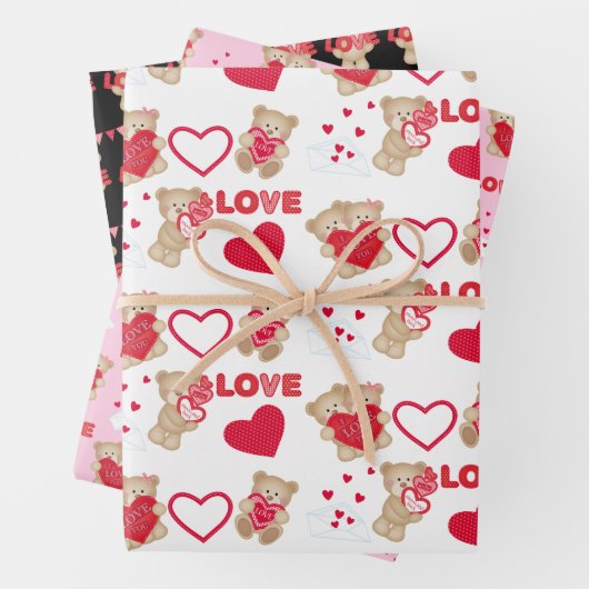 Senden von Teddy Bear Liebe Wrapping Paper Sheets Geschenkpapier Set (Beispiel)