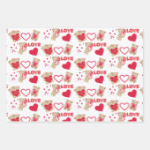 Senden von Teddy Bear Liebe Wrapping Paper Sheets Geschenkpapier Set (Vorderseite)