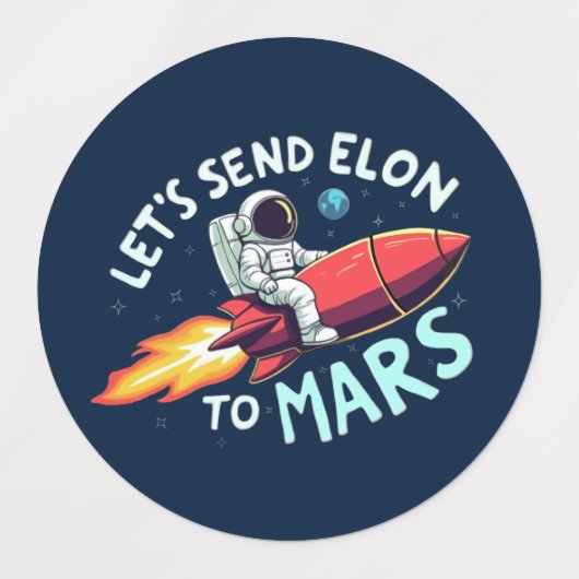 Senden wir Elon an Mars-Stickers Etiketten (Design 2)