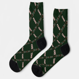Sendeturm und Stromleitungsmuster Socken