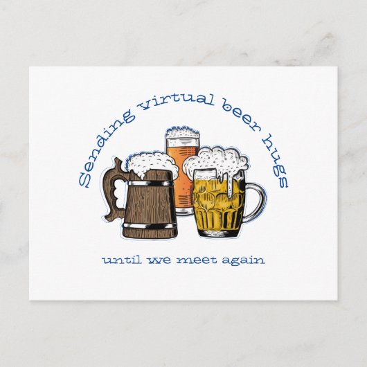 SENDING VIRTUAL BIER HUGS Cartoon Beers Postkarte (Vorderseite)