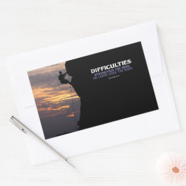 Seneca Inspiration Zitat "Schwierigkeiten" Rechteckiger Aufkleber