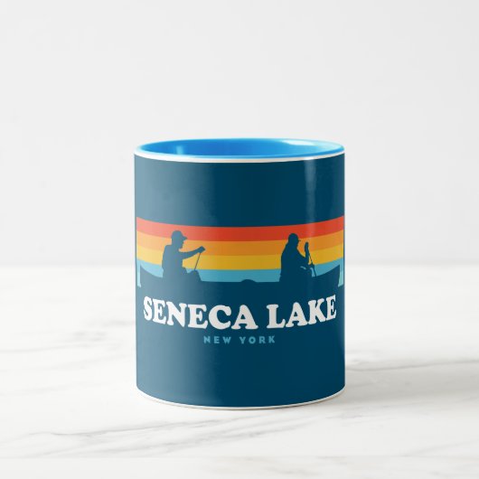 Seneca Lake New York Canoe Zweifarbige Tasse (Mittel)