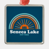 Seneca Lake New York Rainbow Ornament Aus Metall (Vorne)