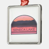 Seneca Lake New York Red Sunrise Ornament Aus Metall (Links)