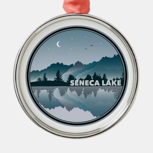 Seneca Lake New York Reflection Ornament Aus Metall (Vorne)
