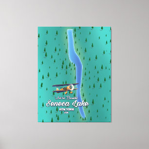 Seneca Lake, NYC-Seekartenkarte Leinwanddruck