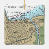 Seneca Lake Watkins NY Chart Keramikornament (Rückseite)