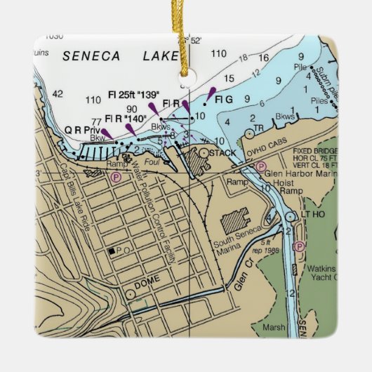 Seneca Lake Watkins NY Chart Keramikornament (Vorderseite)