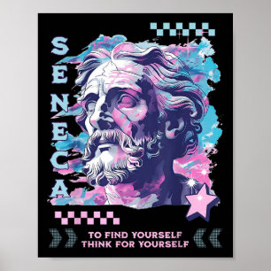 Seneca Stoic Philosophy Retro 2000s Pastel Vaporwa Poster